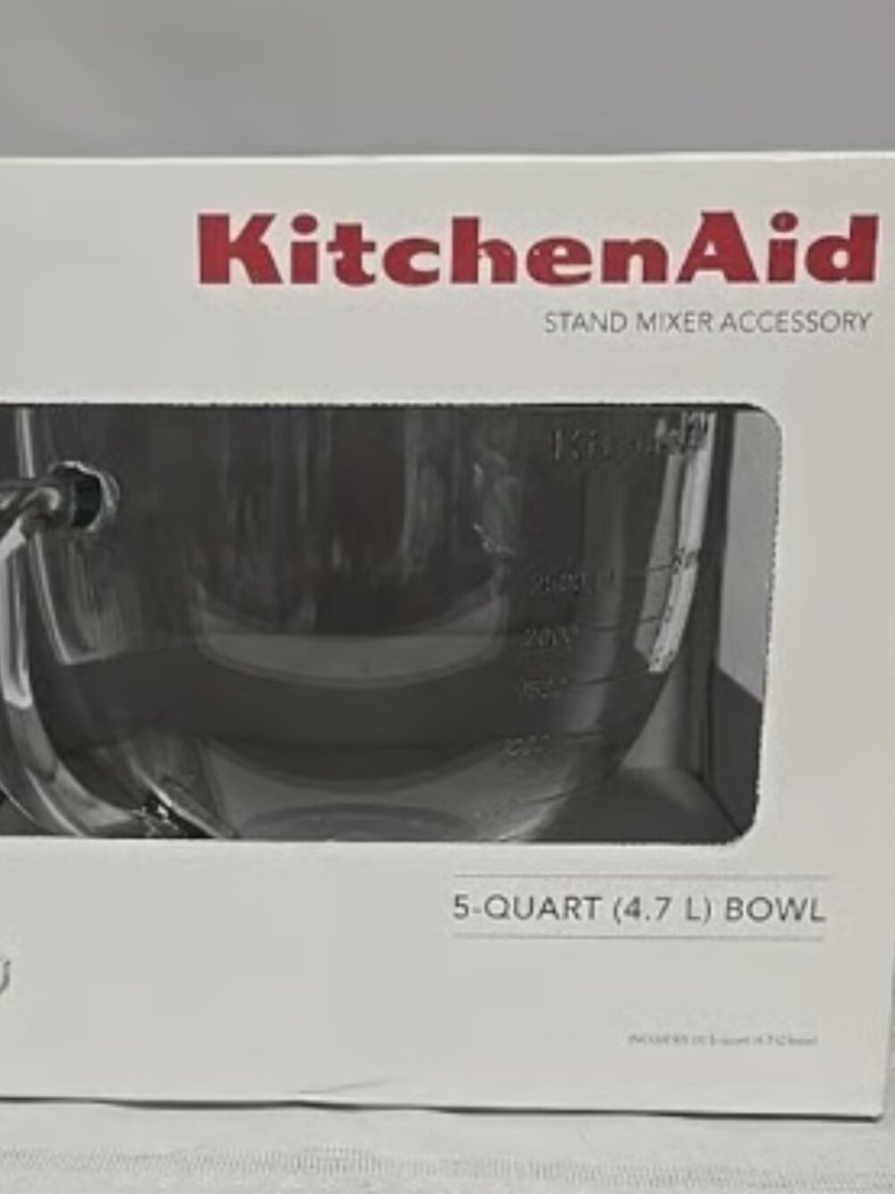 KitchenAid 5 Quart Tilt-Head Glass Bowl Accessory Measurement Markings KSM5NLGB